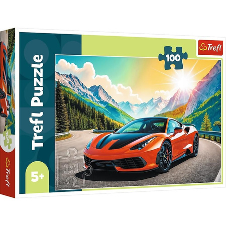 Puzzle 100 el. Wyścig z czasem Czerwony samochód Trefl