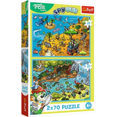 Puzzle 2x70 elementów Trefliki w Krainie Zwierząt Trefl