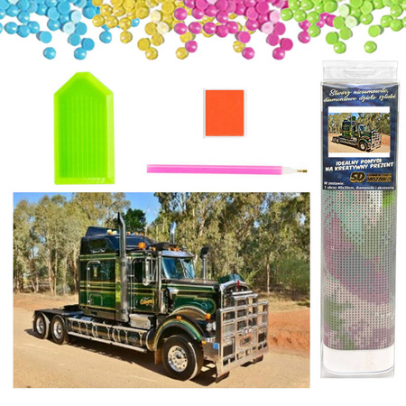 DIAMENTOWA MOZAIKA HAFT DIAMENTOWY CIĘŻARÓWKA TRUCK AUTO ZIELONA 30X40CM