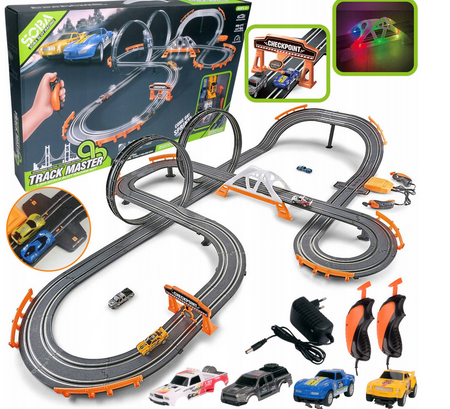 Tor samochodowy z dwoma pętlami + most świecący +