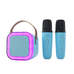 Mini Karaoke 2x mikrofon głośnik bluetooth  efekty specjalne niebieski