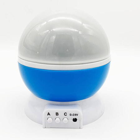 LAMPKA NOCNA PROJEKTOR GWIEZDNY NIEBIESKA NA USB BATERIE 