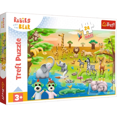 Puzzle 24 MAXI Bobaski i Miś Safari Trefl
