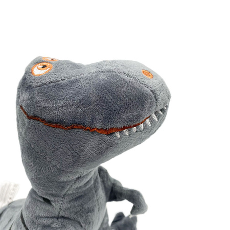 Pluszowy dinozaur T-rex w paski uśmiechnięty przytulanka dla dzieci 21 cm