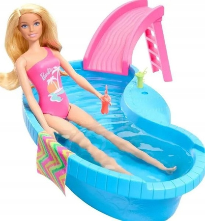 Lalka barbie z basenem i zjeżdżalnią HRJ74