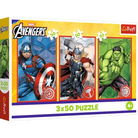 Puzzle 3x50 elementów Twój bohater Avengers