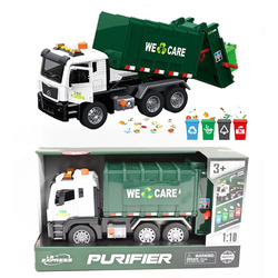 Auto śmieciarka zielona światło dźwięk kosze na śmieci sortowanie