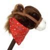 Głowa konia z CZERWONĄ CHUSTKĄ na kiju BRĄZOWY 70 cm dźwięk HOBBY HORSING