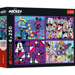 Puzzle Disney 4 x 250 el. Seria przygód Myszki Miki Trefl