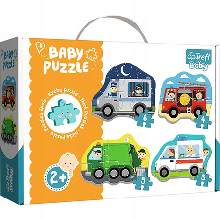 Puzzle Baby dla dzieci 18 elementów pojazdy i zawody duże grube Trefl