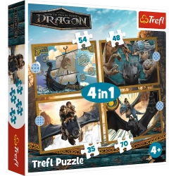 Puzzle 4w1 Jak wytresować smoka, Smocze dni Trefl