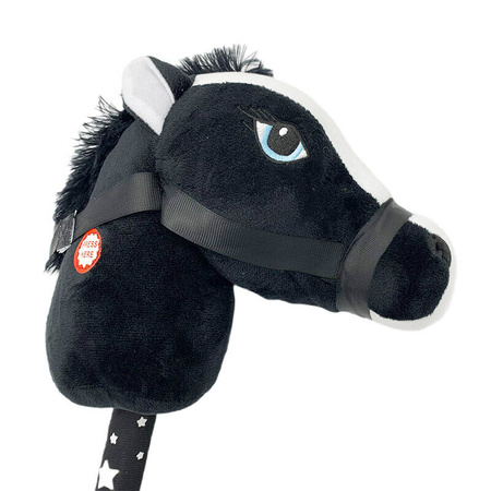 Czarna głowa konia na kiju w gwiazdki 72cm skoczek HOBBY HORSE