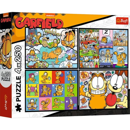Puzzle Garfield 4 x 250 el. Garfield nie lubi poniedziałków Trefl