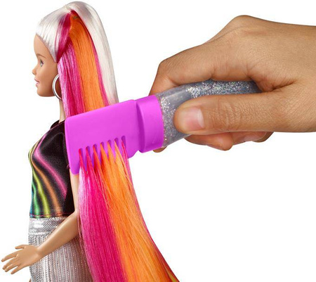 Barbie Lalka Błyszczące tęczowe włosy Mattel
