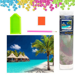 DIAMENTOWA MOZAIKA HAFT DIAMENTOWY RAJSKA PLAŻA PALMY 30x40 cm