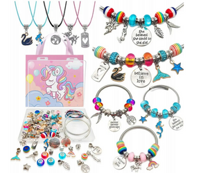 Zestaw do Robienia Bransoletek Koraliki Charms metalowe 71 elementów