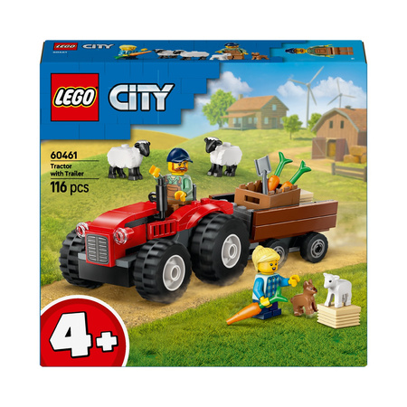 LEGO CITY 60461 Czerwony traktor z przyczepą i owcą