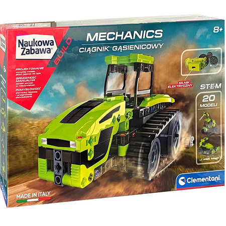 Clementoni Laboratorium Mechaniki Ciągnik Gąsienicowy 20 modeli klocki konstrukcyjne