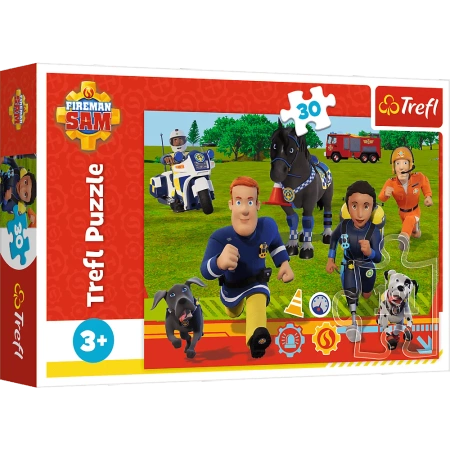 Puzzle 30 elementów Gotowi do pomocy Strażak Sam Trefl