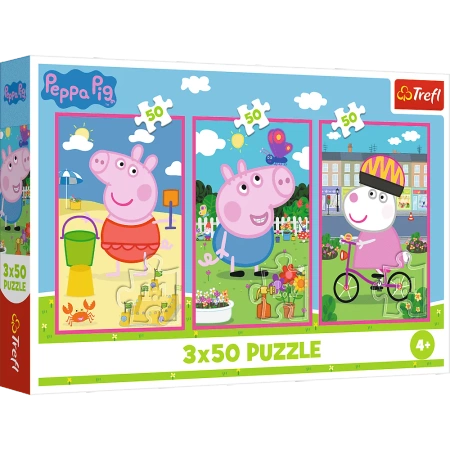 Puzzle 3x50 elementów Świnka Peppa siła przyjaźni 