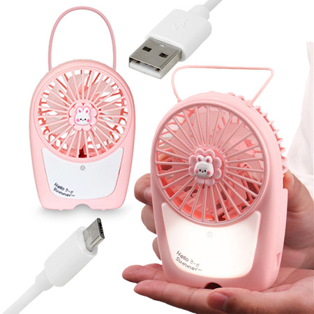 Mini wiatraczek latarka lampka nocna z zawieszką USB biurkowy kieszonkowy