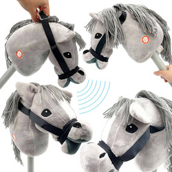 PLUSZOWA GŁOWA KONIA NA KIJU DŹWIĘK SZARY HOBBY HORSE INTERAKTYWNA SKOCZEK