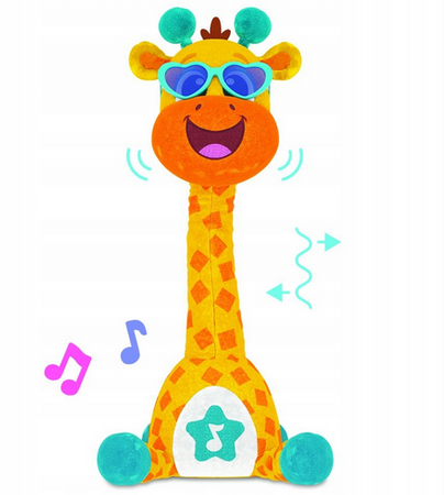 ŻÓŁTA TAŃCZĄCA ŻYRAFA ALEK ZABAWKA INTERAKTYWNA MÓWIĄCA Z DŹWIĘKIEM
