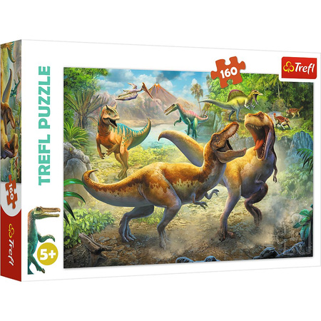 Puzzle 160 elementów walczące Tyranozaury dinozaury Trefl 15360 