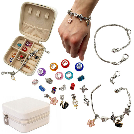 Zestaw do tworzenia bransoletki z zawieszką charms w mini kuferku