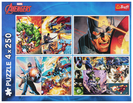 Puzzle Marvel 4 x 250 el. Bohaterskie dni Trefl