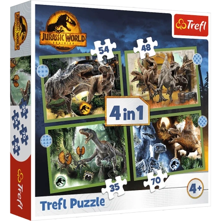 Puzzle 4w1 groźne dinozaury Jurassic World Trefl