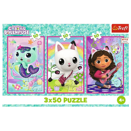 Puzzle Koci Domek Gabi 3 x 50 el. Poznajcie Gabby i kotki
