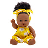 Lalka ciemnoskóra Afro w żółtym ubranku bobas 26 cm