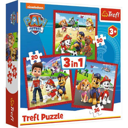 Puzzle 3w1 20+36+50 el. Wesołe pieski Psi Patrol PAW Patrol TREFL