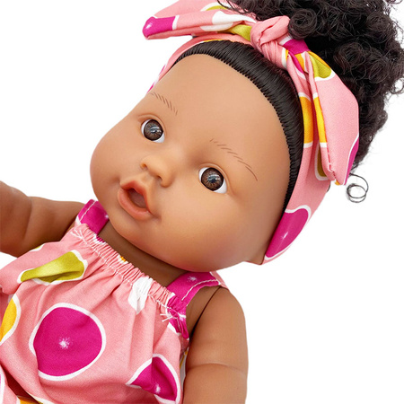 Lalka ciemnoskóra Afro w różowym ubranku bobas 26 cm