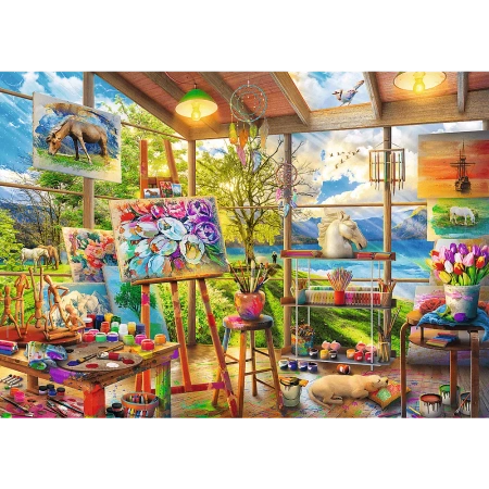 Puzzle 2x500 elementów sztuka malowania koty Trefl