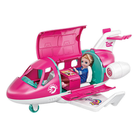 Lalka z pieskiem i walizką z samolotem pilotka mini laleczka