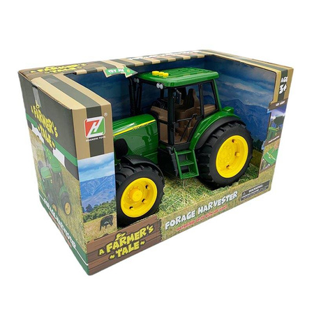 Duży traktor zielony z gumowymi kołami ze światłem i dźwiekiem Farmer's tale