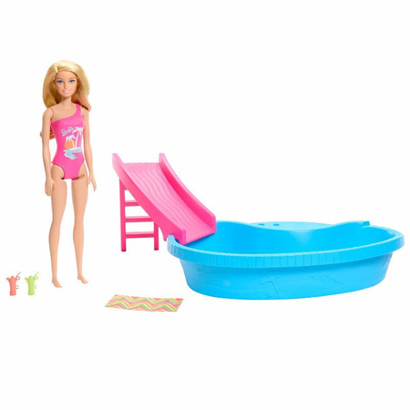 Lalka barbie z basenem i zjeżdżalnią HRJ74