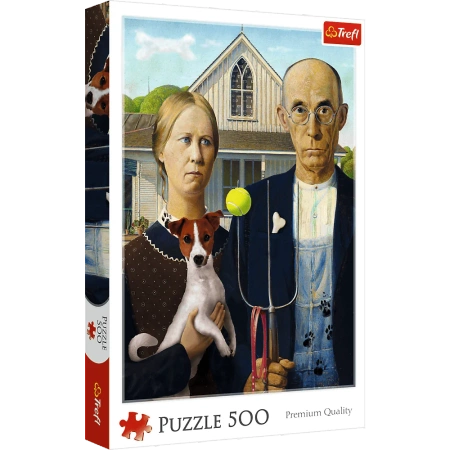 Puzzle 500 elementów American Gothic Psia Edycja Trefl