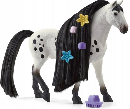 BIAŁY KOŃ W CZARNE ŁATY OGIER KNABSTRUPPER SCHLEICH DO CZESANIA STYLIZUJ
