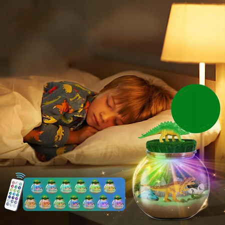 Terrarium świecące dinozaur światło LED 13 kolorów kula lampka nocna