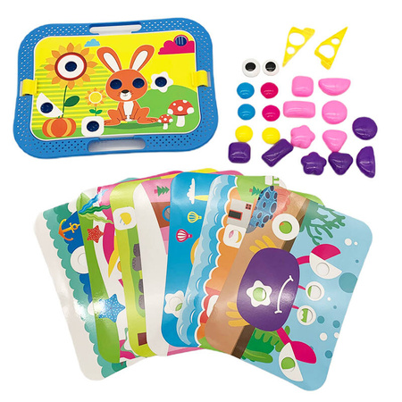 TABLICA PUZZLE GEOMETRYCZNE 8 PLANSZ GUZIKI