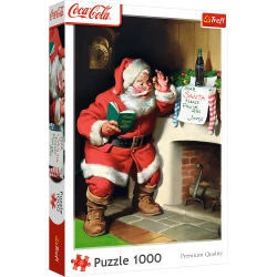 Puzzle Coca-Cola 1000 el. XMAS Mikołaj przy kominku Trefl