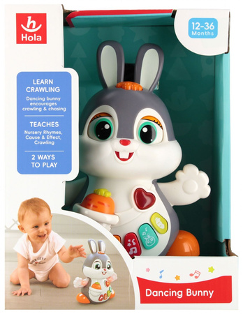 Interaktywny tańczący królik zając jeździ tańczy światło dźwięk do raczkowania