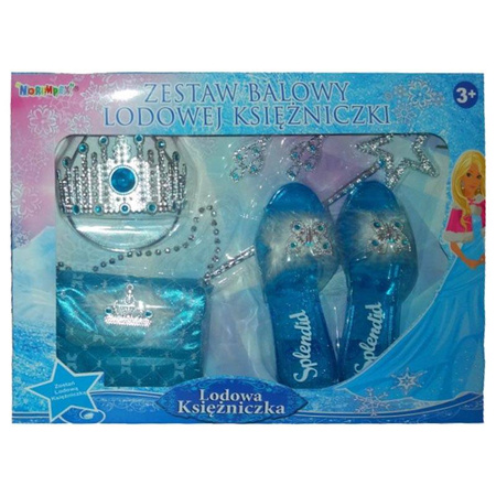 Zestaw balowy lodowej księżniczki, buty, torebka, diadem Norimpex
