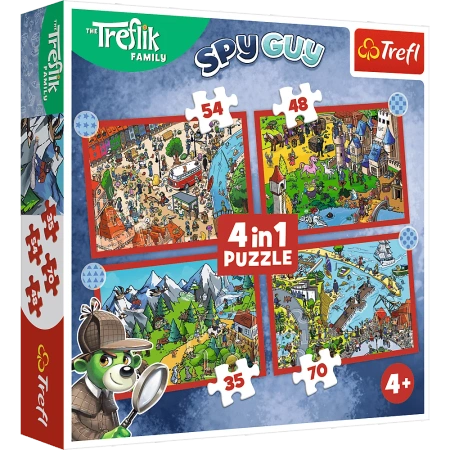 Puzzle 4w1 Podróże Treflików Rodzina Treflików