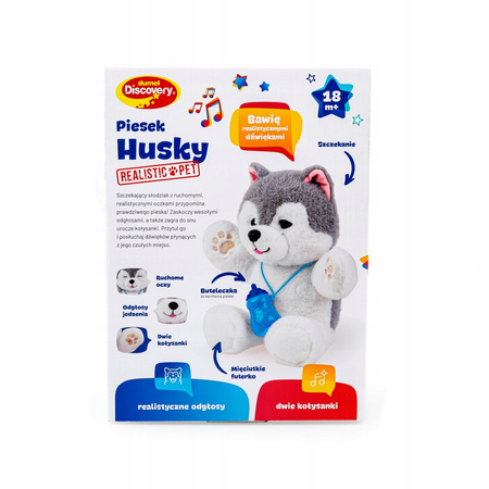 Interaktywny piesek Husky kołysanki odgłosy dźwięki ruchome oczy powtarza