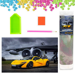 DIAMENTOWA MOZAIKA HAFT DIAMENTOWY ŻÓŁTE AUTO SPORTOWE MCLAREN P1 LOTNISKO