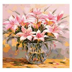 MALOWANIE PO NUMERACH KWIATY LILIE W DZBANKU 50X40 W RAMIE